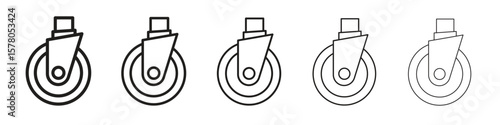 Cart trolley wheel icon line art vector collection on white background