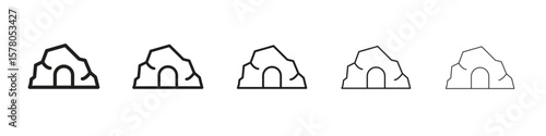cave icon line art vector collection on white background