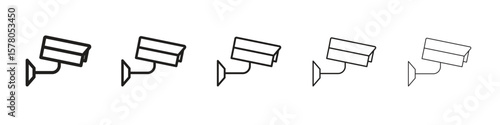 CCTV icon line art vector collection on white background