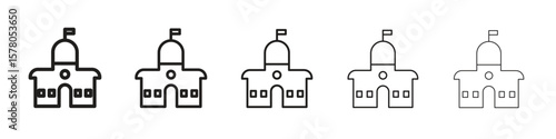 City hall icon line art vector collection on white background
