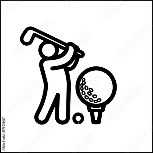 Person playing golf with golf club and ball on tee