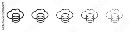Cloud server icon line art vector collection on white background