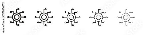 Decentralized icon line art vector collection on white background