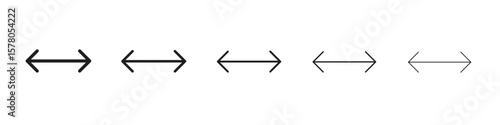 Double arrow icon line art vector collection on white background