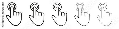 Finger control icon line art vector collection on white background