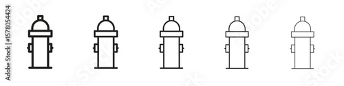 Fire hydrant icon line art vector collection on white background