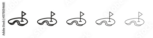 Golf yard icon line art vector collection on white background