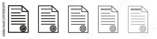 Invoice icon line art vector collection on white background
