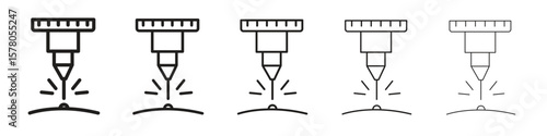 Laser machine icon line art vector collection on white background