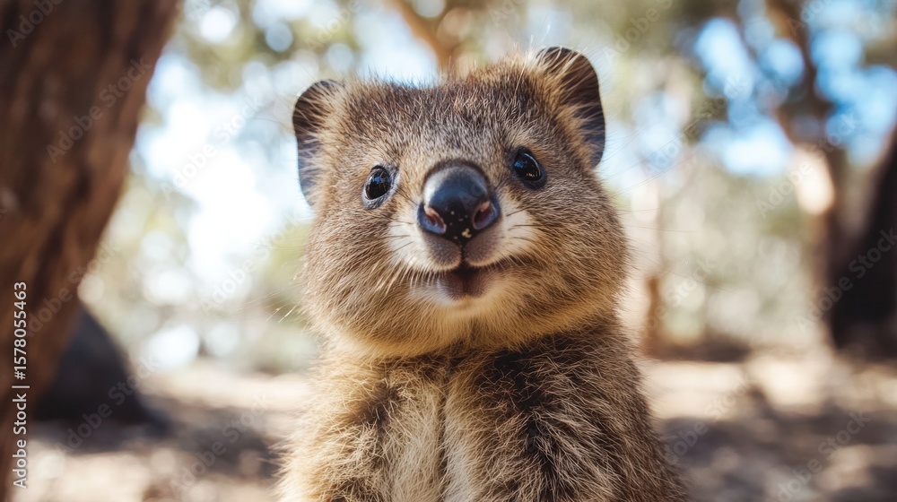 Obraz premium Close-up of a playful young marsupial.