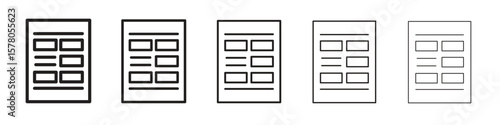 Mood board icon line art vector collection on white background