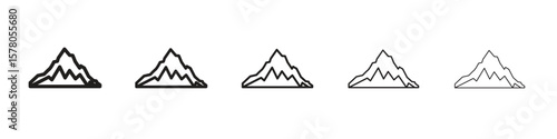 Mountain icon line art vector collection on white background
