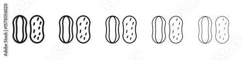 Peanut icon line art vector collection on white background