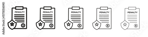 Penalty icon line art vector collection on white background