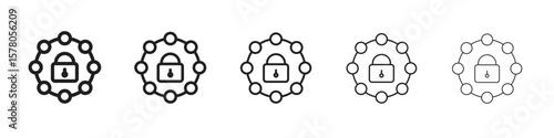 Private network icon line art vector collection on white background