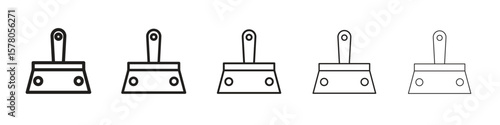 Putty knife icon line art vector collection on white background