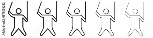 Puppet icon line art vector collection on white background