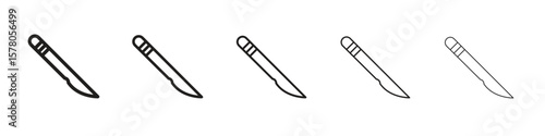 Scalpel icon line art vector collection on white background