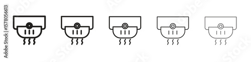 Smoke detector icon line art vector collection on white background