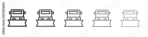 Snowplow icon line art vector collection on white background