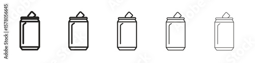 Soda can icon line art vector collection on white background