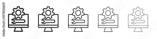 Software Engineering icon line art vector collection on white background