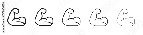 Strong arm icon line art vector collection on white background