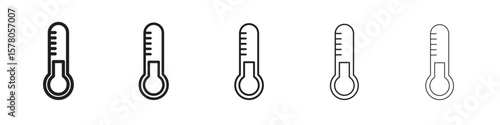 Thermometer icon line art vector collection on white background