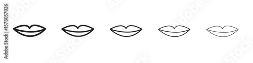 Thin lips icon line art vector collection on white background