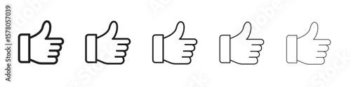 Thumb up icon line art vector collection on white background