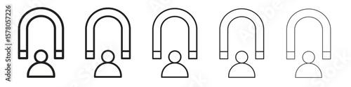 User engagement icon line art vector collection on white background