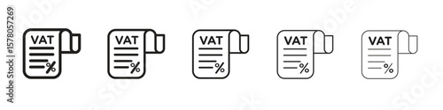 Value added tax VAT icon line art vector collection on white background
