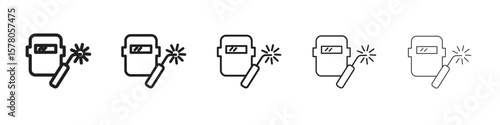 Welding icon line art vector collection on white background