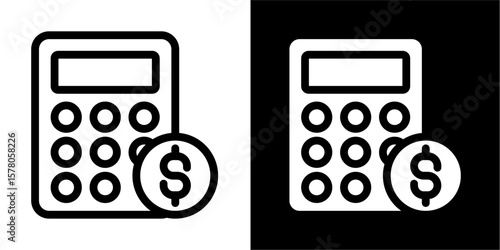 Financial Calculator with Dollar Coin Icon: A Powerful Symbol for Budgeting, Accounting, Cost Analysis, and Investment Planning – Essential for Finance Apps and Business Tools