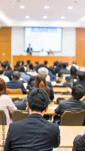 Wallpaper Mural Blurred audience watching a presentation on a screen, backs to camera Torontodigital.ca