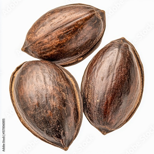 cerbera odollam suicide tree seeds large ovalshaped seeds with dark brown color isolated on white transparent background