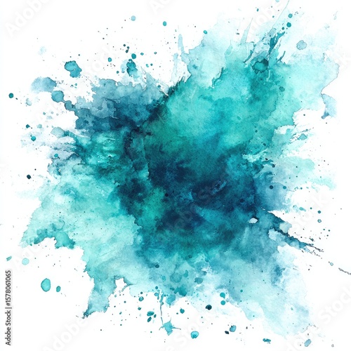 Abstract teal watercolor splatter (1)