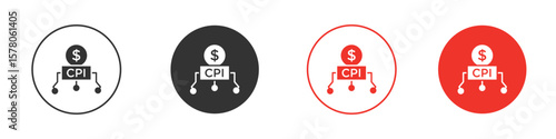 Consumer prices index icon pack. Clipart Vector design