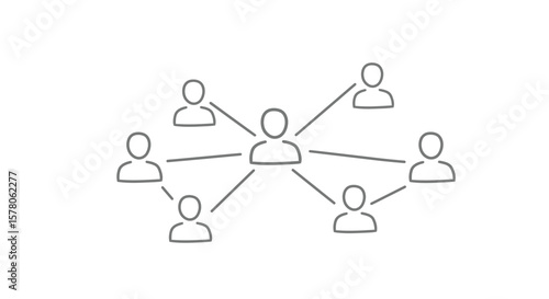Illustration of a network of people connected by lines on white background