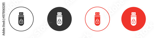 Pendrive security icon pack. Clipart Vector design