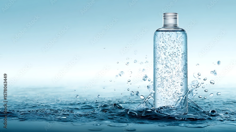 Water Bottle with Bubbles on Water Surface Water Bottle with Bubbles on Water Surface