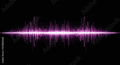 Abstract Sound Wave Illustration in Vibrant Purple on Black Background