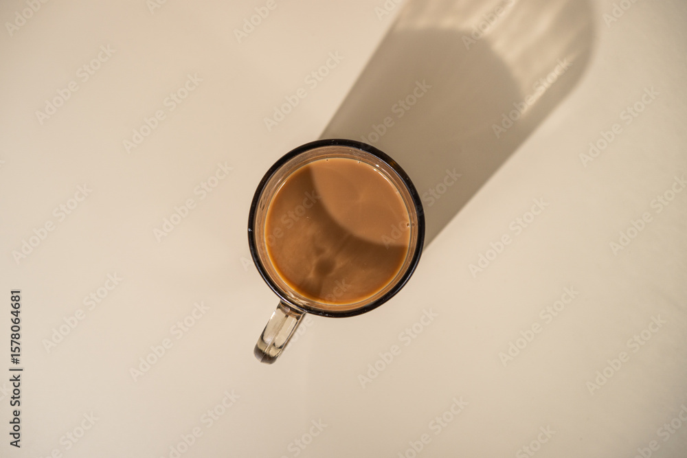 Flat lay of a cup of coffee Flat lay of a cup of coffee