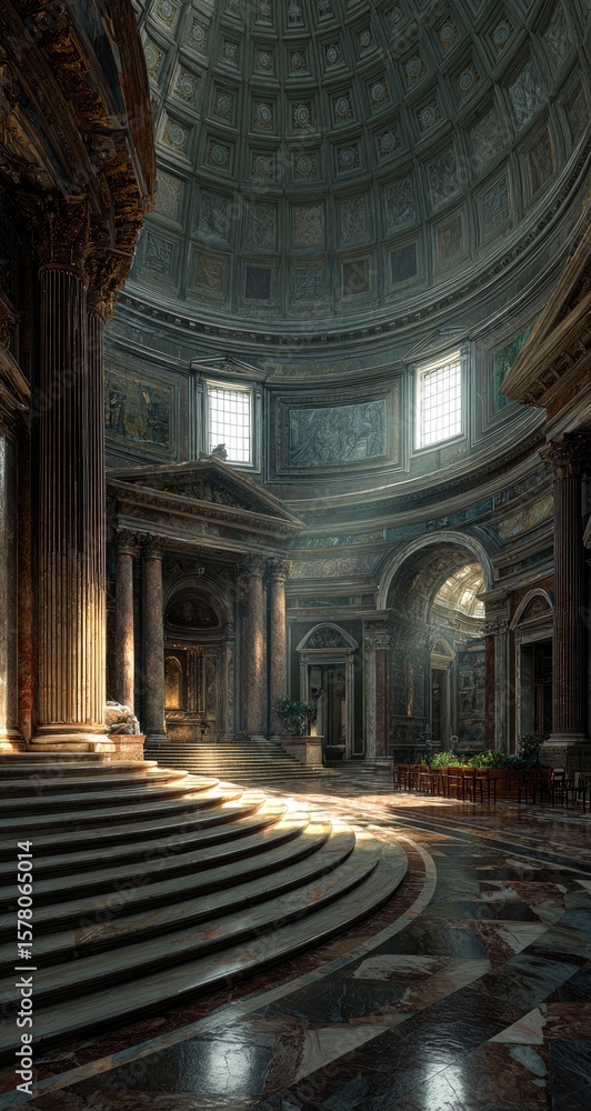 Fototapeta premium Grand interior, sunlit basilica