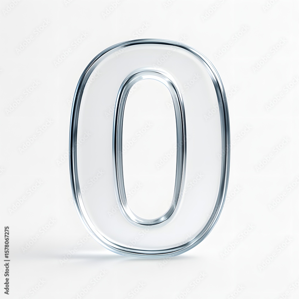 Obraz premium Number Zero Sign Silver Metallic Modern Decor