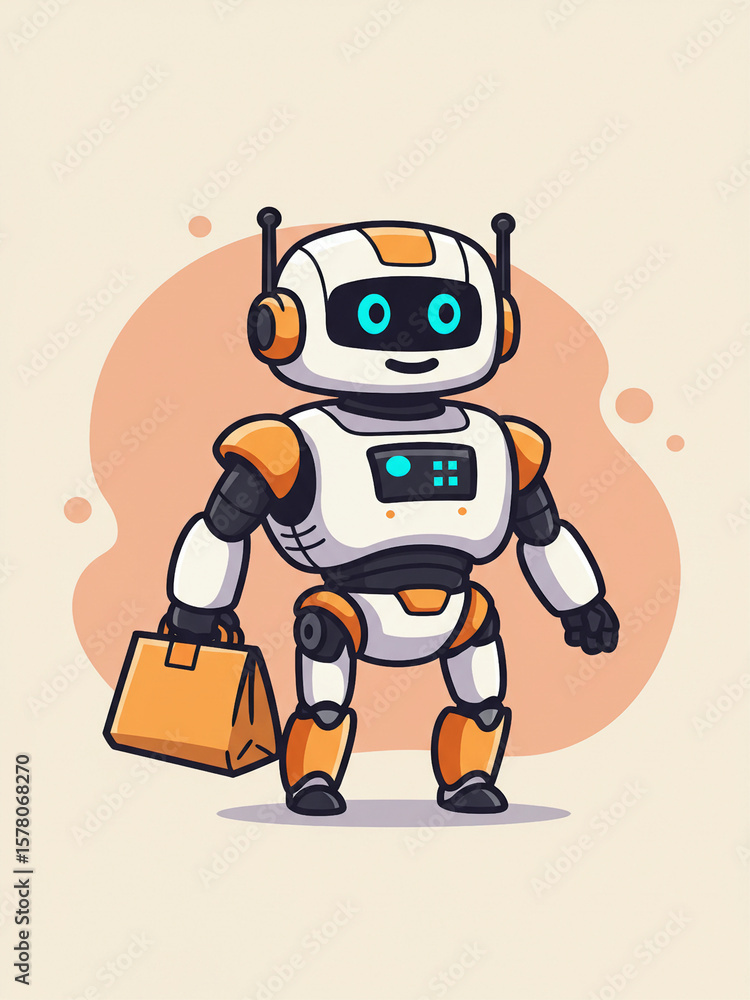 Naklejka premium Robot Delivery Mascot Character 