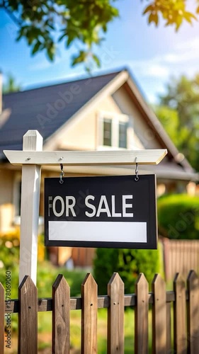 House for sale sign on a wooden fence
