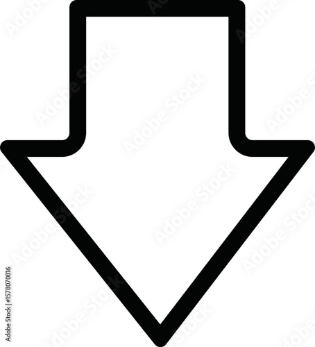 outline down Arrow Icon Vector flat design style isolated on white background