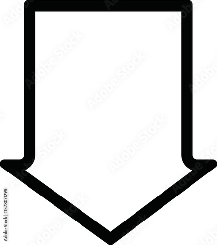 outline down Arrow Icon Vector flat design style isolated on white background