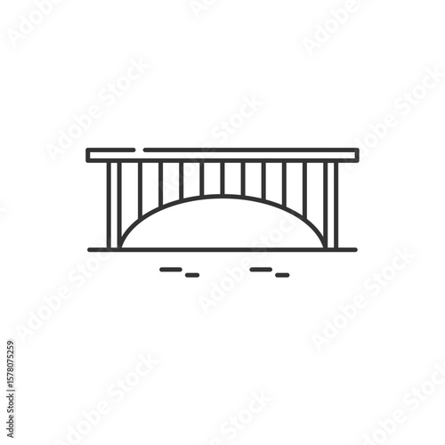 アーチ橋の橋梁アイコン (線画、ベクター)
